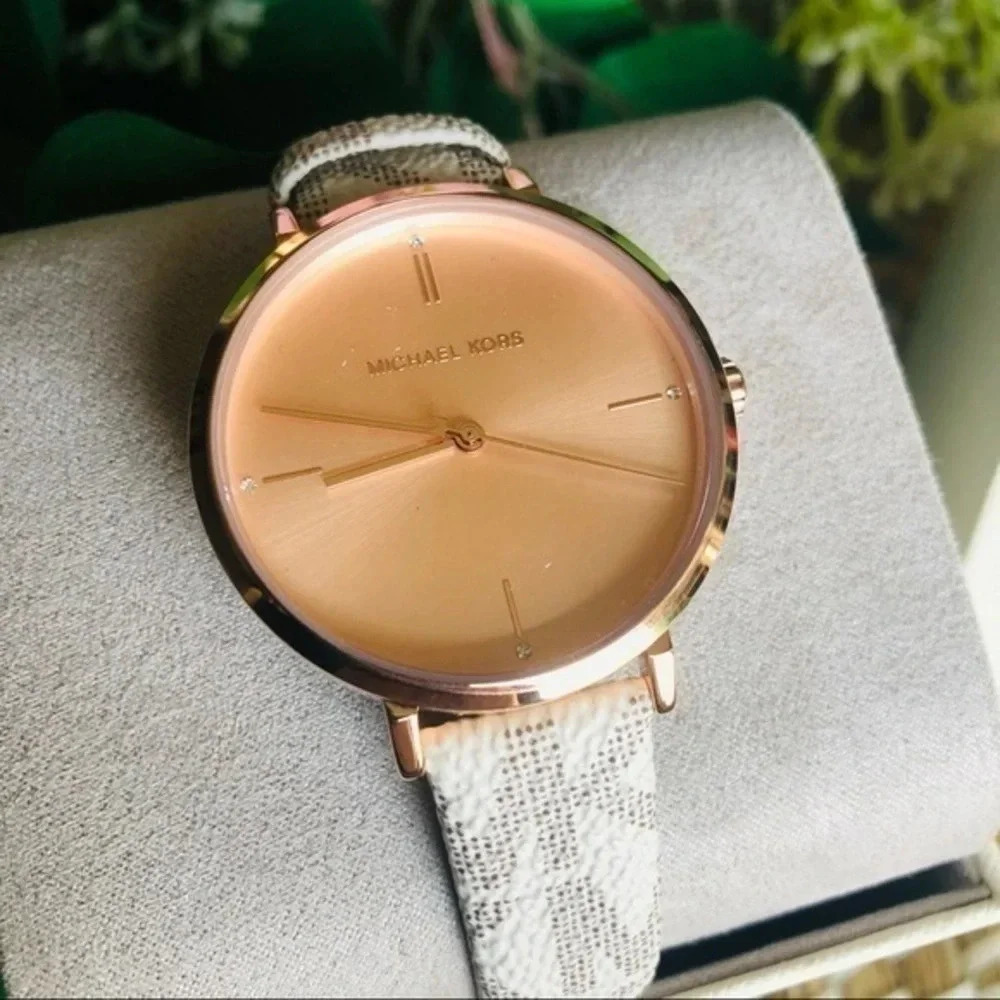 Michael Kors Signature Strap Watch Rose Gold Dial 38mm NWT - Picture 2 of 4
